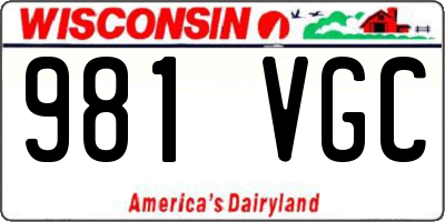 WI license plate 981VGC