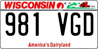WI license plate 981VGD