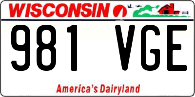 WI license plate 981VGE