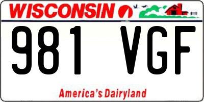 WI license plate 981VGF