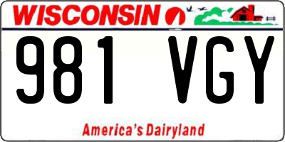 WI license plate 981VGY