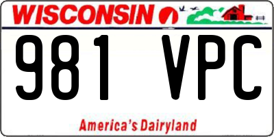 WI license plate 981VPC