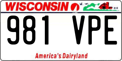 WI license plate 981VPE