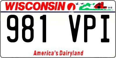 WI license plate 981VPI