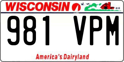 WI license plate 981VPM