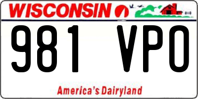 WI license plate 981VPO