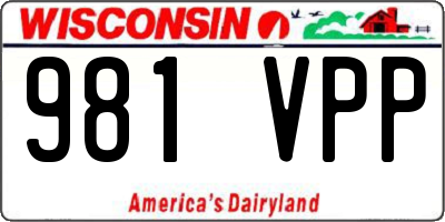 WI license plate 981VPP