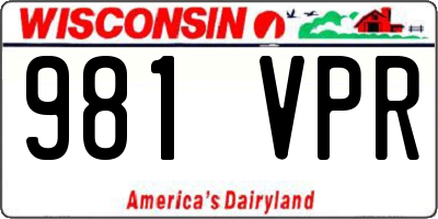 WI license plate 981VPR