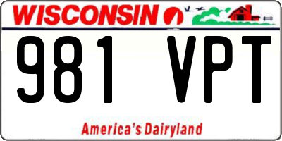 WI license plate 981VPT