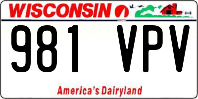 WI license plate 981VPV