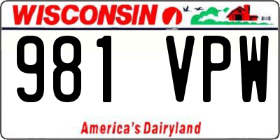 WI license plate 981VPW