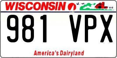 WI license plate 981VPX