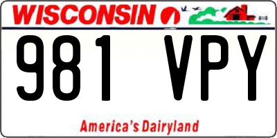 WI license plate 981VPY