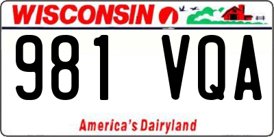 WI license plate 981VQA