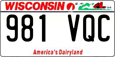 WI license plate 981VQC