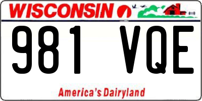 WI license plate 981VQE