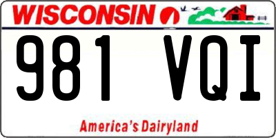 WI license plate 981VQI