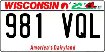 WI license plate 981VQL