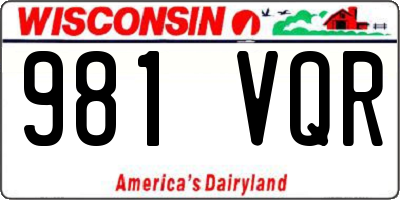 WI license plate 981VQR