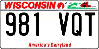 WI license plate 981VQT