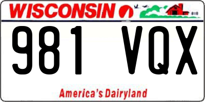 WI license plate 981VQX