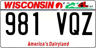 WI license plate 981VQZ