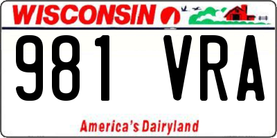 WI license plate 981VRA