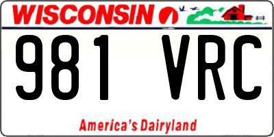 WI license plate 981VRC