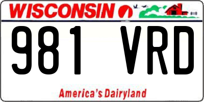 WI license plate 981VRD