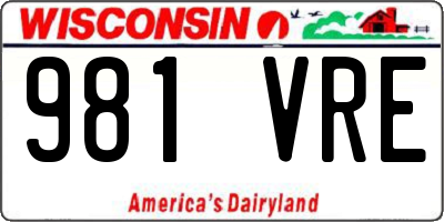 WI license plate 981VRE