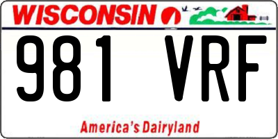 WI license plate 981VRF