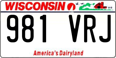 WI license plate 981VRJ