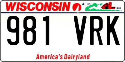 WI license plate 981VRK