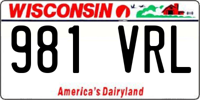 WI license plate 981VRL