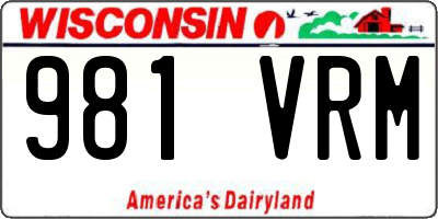 WI license plate 981VRM