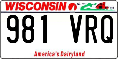 WI license plate 981VRQ