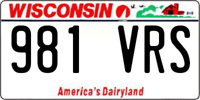 WI license plate 981VRS