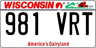 WI license plate 981VRT