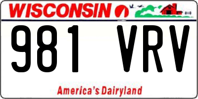 WI license plate 981VRV