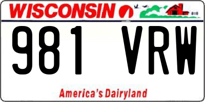 WI license plate 981VRW