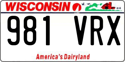 WI license plate 981VRX