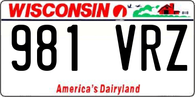 WI license plate 981VRZ