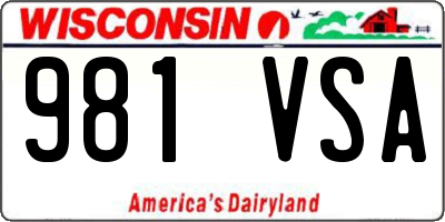 WI license plate 981VSA
