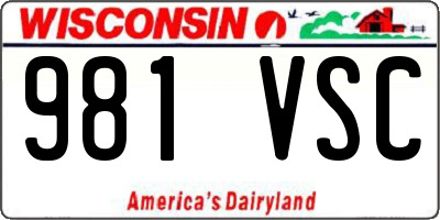WI license plate 981VSC