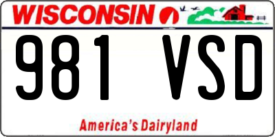WI license plate 981VSD