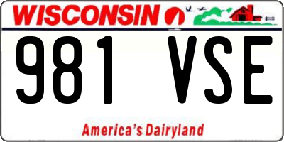 WI license plate 981VSE