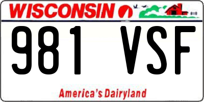 WI license plate 981VSF