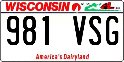 WI license plate 981VSG