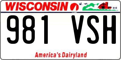 WI license plate 981VSH