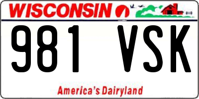 WI license plate 981VSK